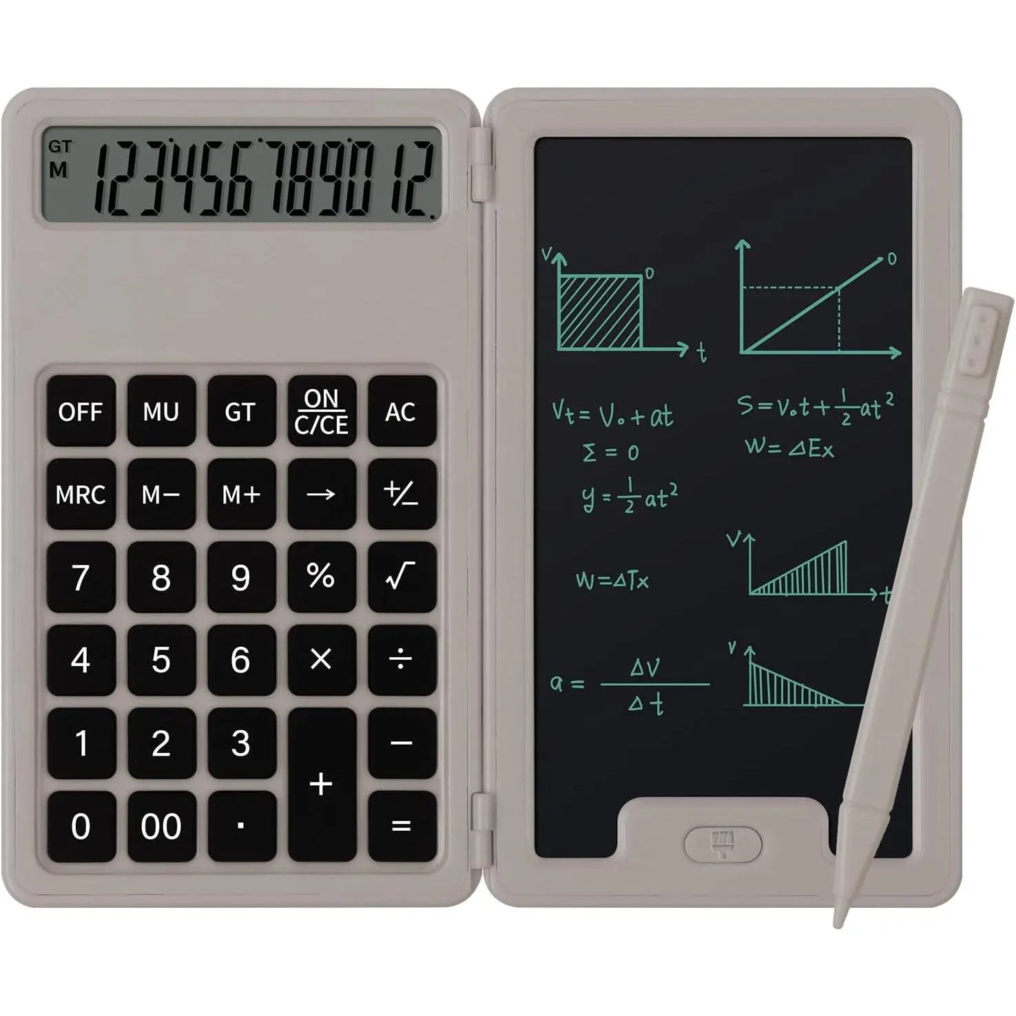 Desk Portable Calculator, Small Calculator with Writing Notepad, Khaki |  Calculator,  Lightweight and Portable, 12 Digit Large Display Multi-Function for Office,  & Financial (Khaki)