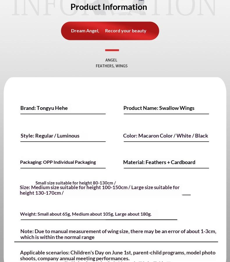 Angel Wings White Feather Swallow-Shaped for Adult Children Halloween Props Bride Flower Girl Costume Party Accessories Angel Wings White Feather Swallow-Shaped for Adult Children Halloween Props Bride Flower Girl Costume Party Accessories