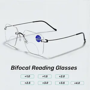 Bifocal Reading Glasses Men Fashion Oversized Presbyopia Glasses Women Look Far and Near Anti Glare Hyperopia Eyeglasses