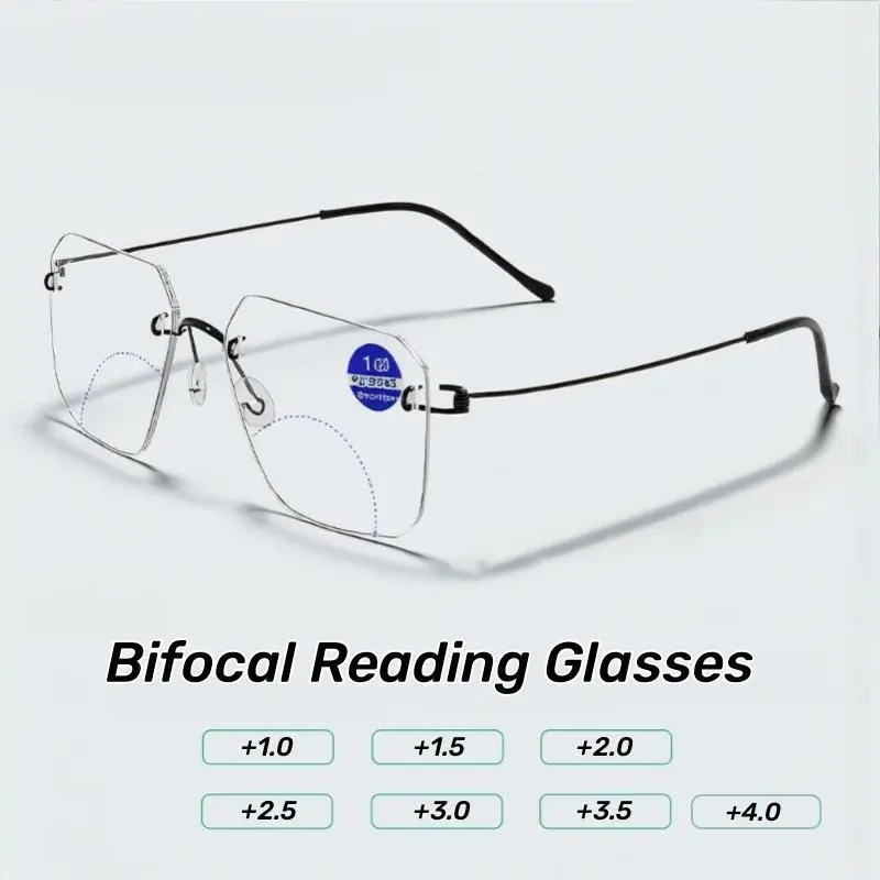 Bifocal Reading Glasses Men Fashion Oversized Presbyopia Glasses Women Look Far and Near Anti Glare Hyperopia Eyeglasses
