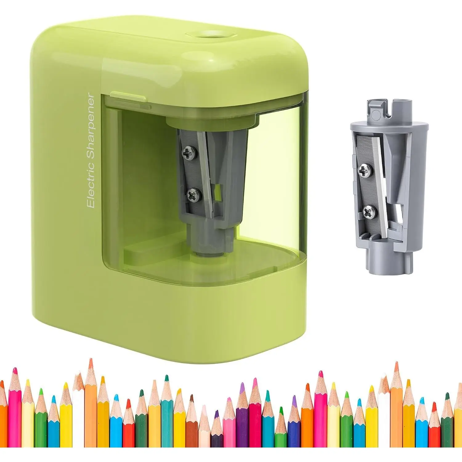 Electric Pencil Sharpener, Portable Pencil Sharpener for No.2 Pencils Colored Pencils,   Electric Pencil Sharpener for School, , Office, Green