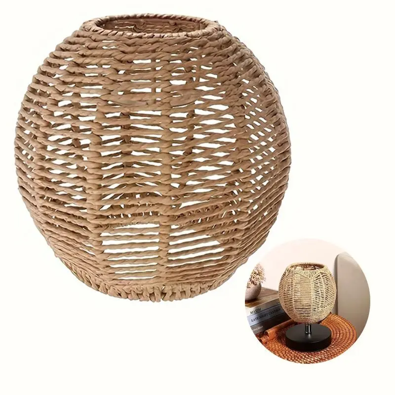 Vintage Rattan Decorative Lampshade for Table Lamp, Pendant Light Fixture, Ideal for Cafe, Restaurant & Home Décor, Retro Style Lighting Accessory