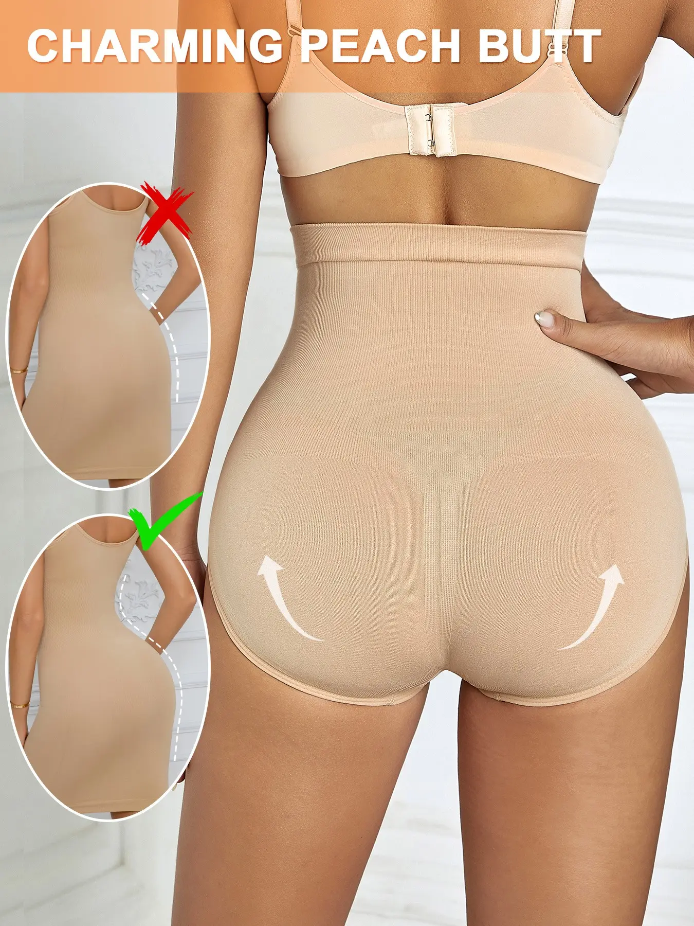 Women's High-Waisted Compress Shapewear Panties, Seamless Tight-Fitting Belly Control, Summer Thigh-Lift Triangle Underwear, Breathable Comfortable & Stylish