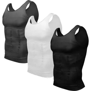 3 Pack Men Compression Shirt Body Shapewear Base Layer Tummy Shaper Vest Tank Top