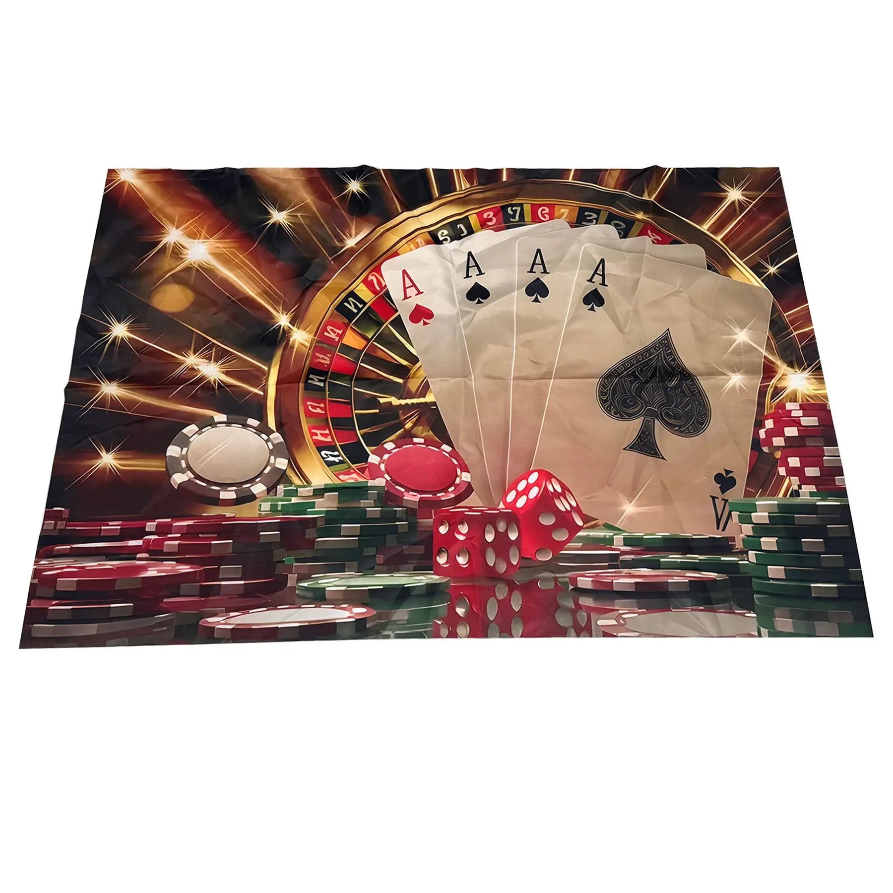 Royal Poker Dice Background Decoration Cloth, Polyester Fiber Photography Prop, Photoshoot Backdrops, Home Decor Wall Party Supplies, Room Event Gift Banner