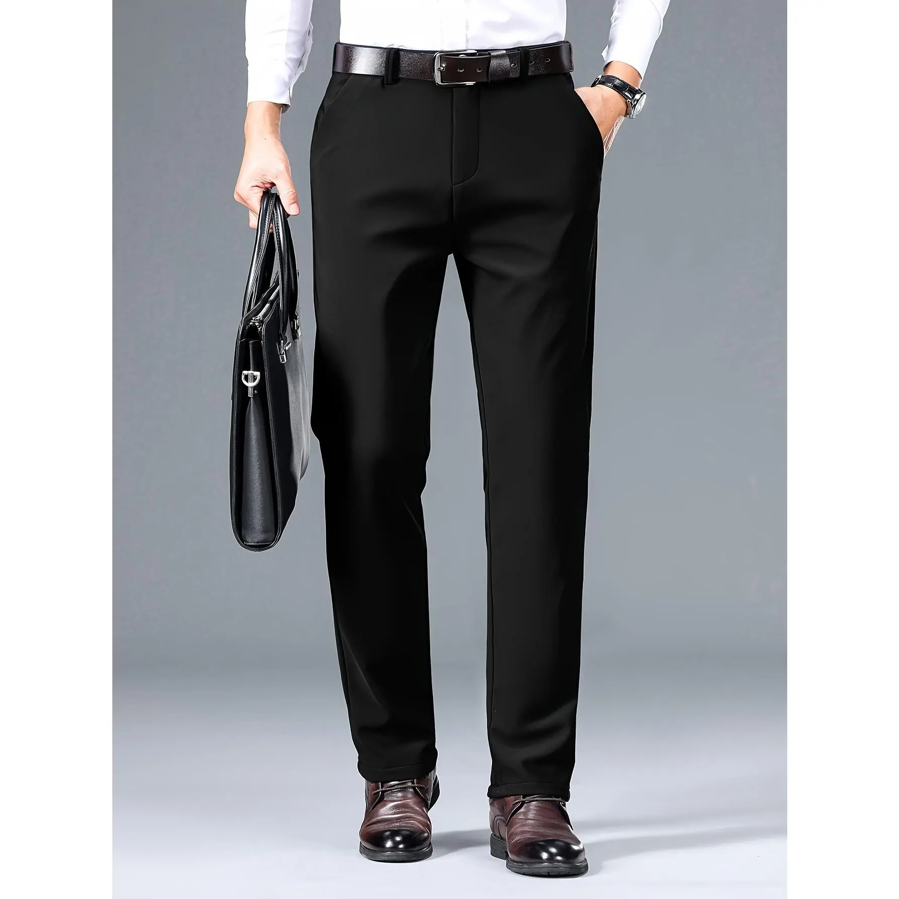 Men's Slim Stretch Pants Classic Style Versatile Business Casual Occasion Comfort Trousers, wardrobe staple, everyday wear, essential piece, must have item, trendy style, wardrobe essential, must have piece
