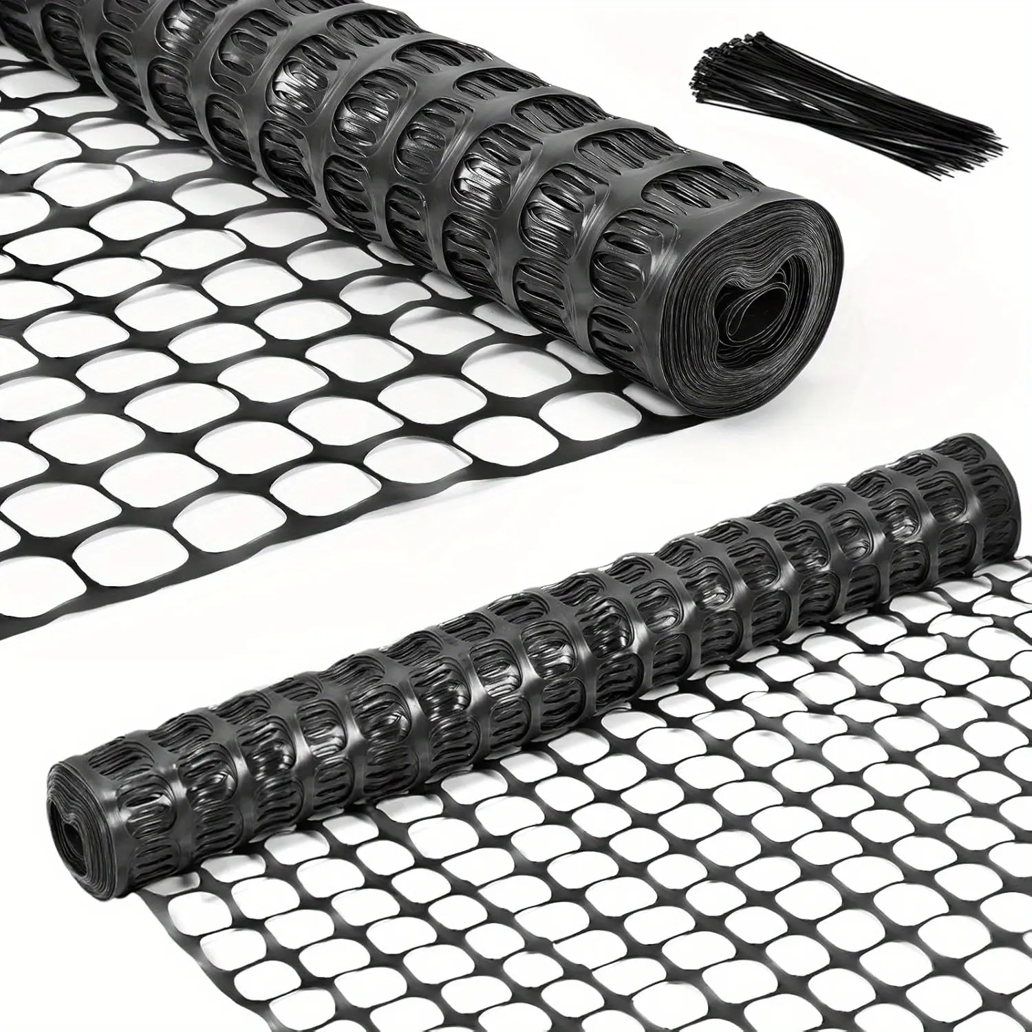4 X 100ft Plastic Mesh Fence, Construction Barrier Netting, Safety Fence, with 100 Zip Ties, Fences Wrap, Garden Fencing, Above Ground, for Snow, Poultry, Chicken, Deer, Patio, Black
