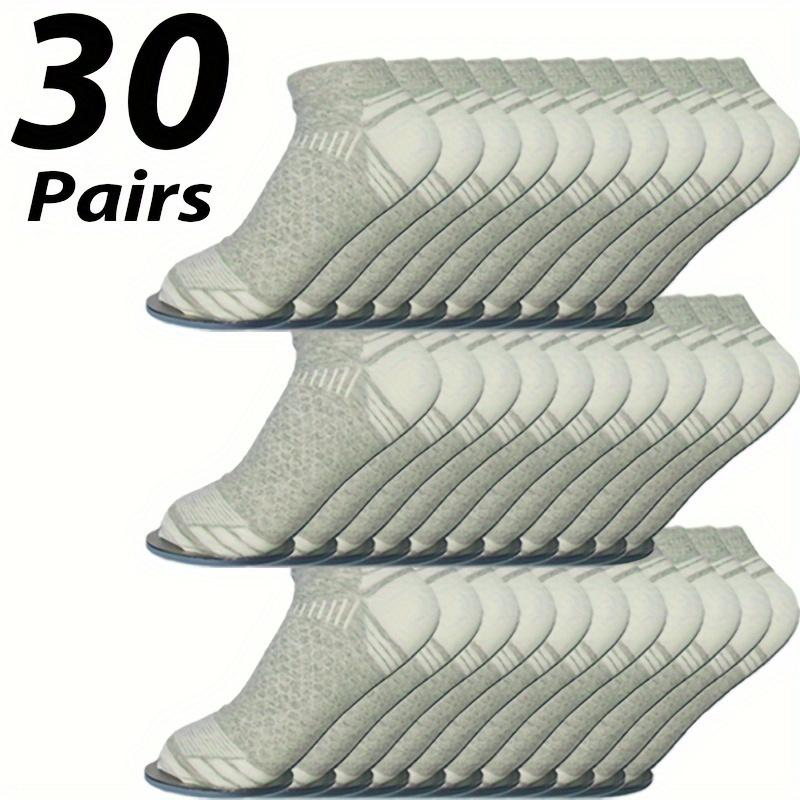 30Pairs Unisex Youth Crew Socks, Polyester Knit Fabric, Low Cut Ankle Boat Socks for Teens Basketball, Volleyball, Football - Soft, Breathable, Hand Washable, Suitable for All Seasons