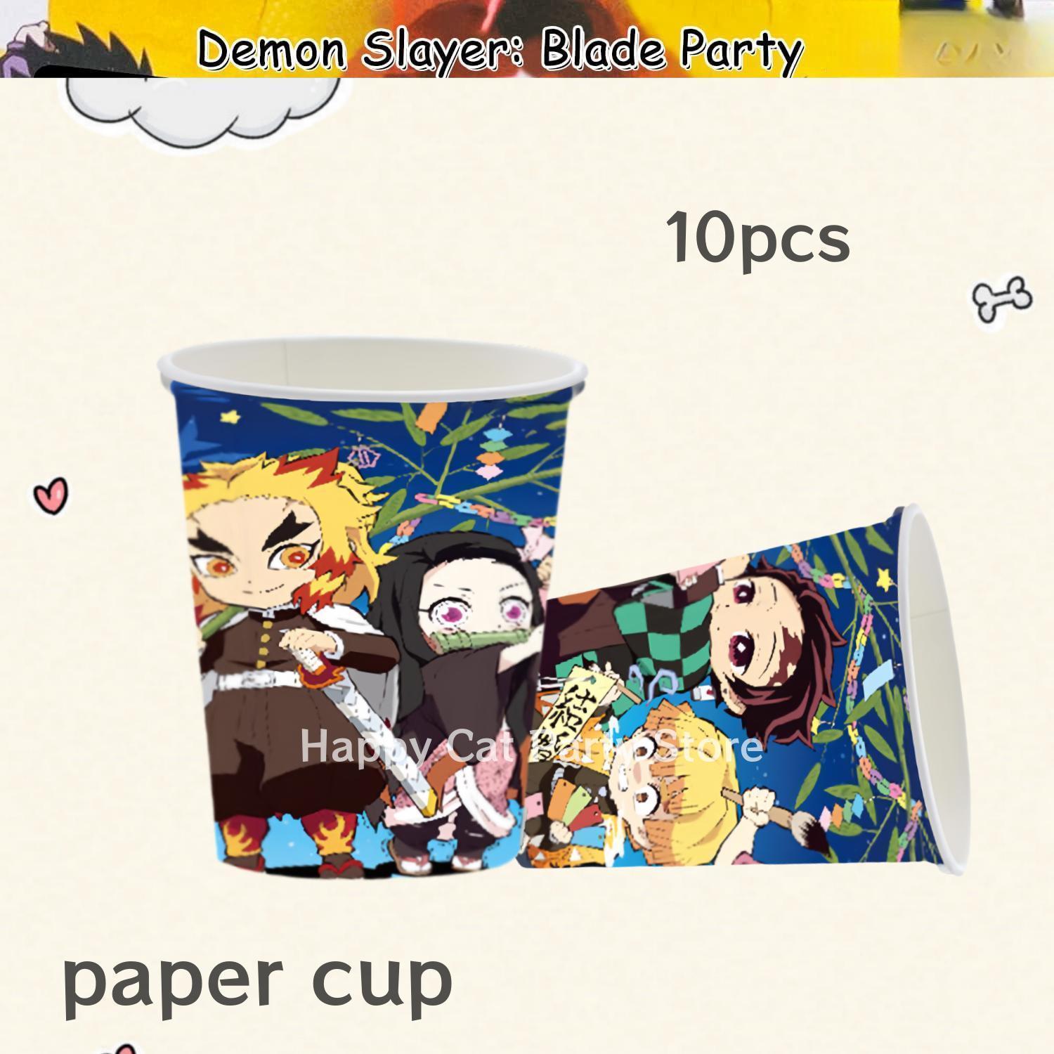 Demon Slayer Birthday Party Decor Kimetsu No Yaiba Tableware Tablecloth Plate Cup Balloon Baby Shower Kids Favors Party Supplies