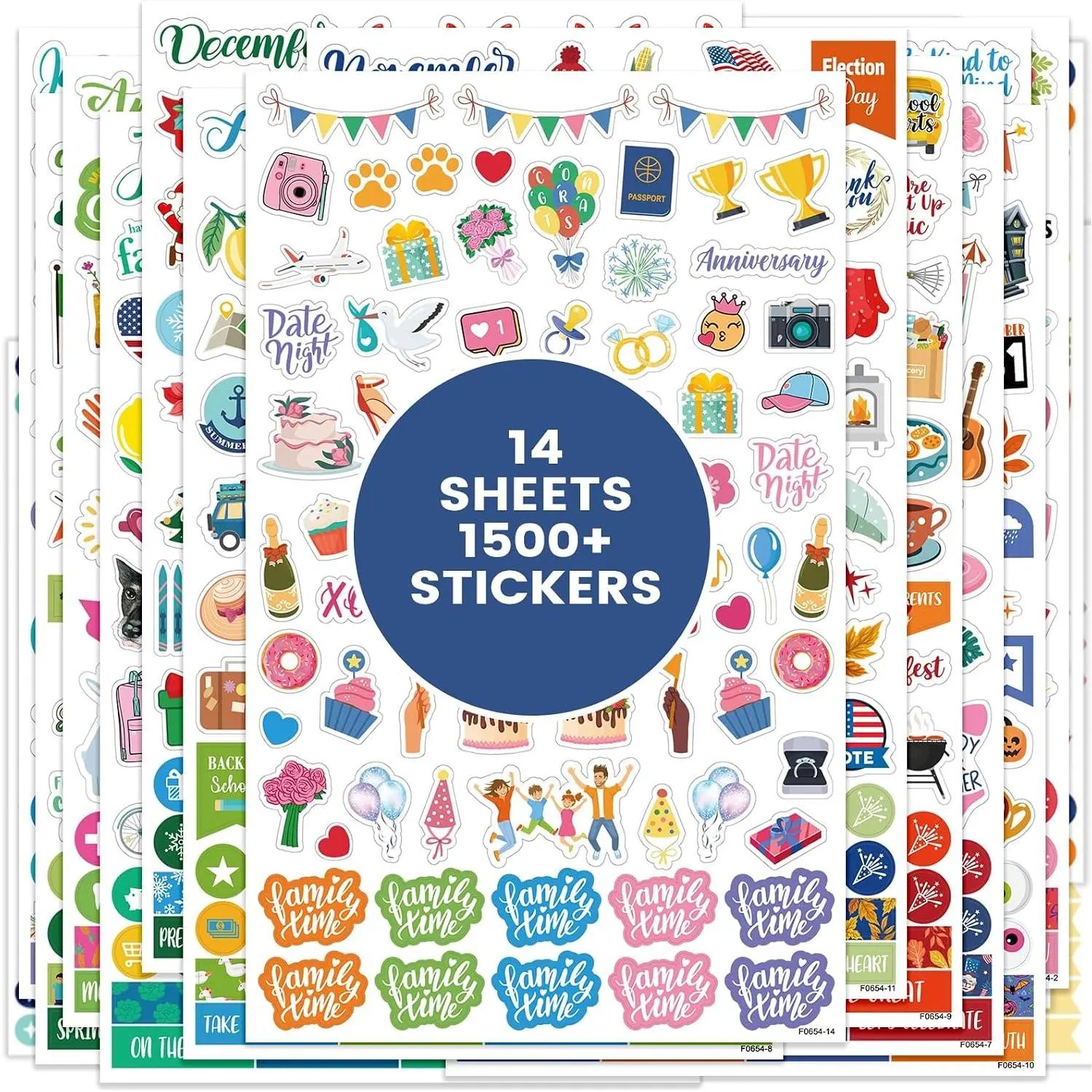 Planner Stickers - Holiday Seasonal Planner/Calendar Sticker, Over 1500 Stickers Per Pack, Colorful, Festival Theme Design Accessories Decorate Your Planner