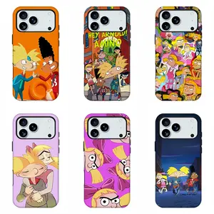 Hey Arnold Cartoon Phone Case, 90s Classic Nickelodeon Fan Merch Phone Shell, Arnold Helga Gerald Cute Cartoon Character Print Shockproof Protective Cover For iPhone 11 12 13 14 15 16 17 Pro Max and Samsung Model, Perfect Lovely Gift For Her And Him