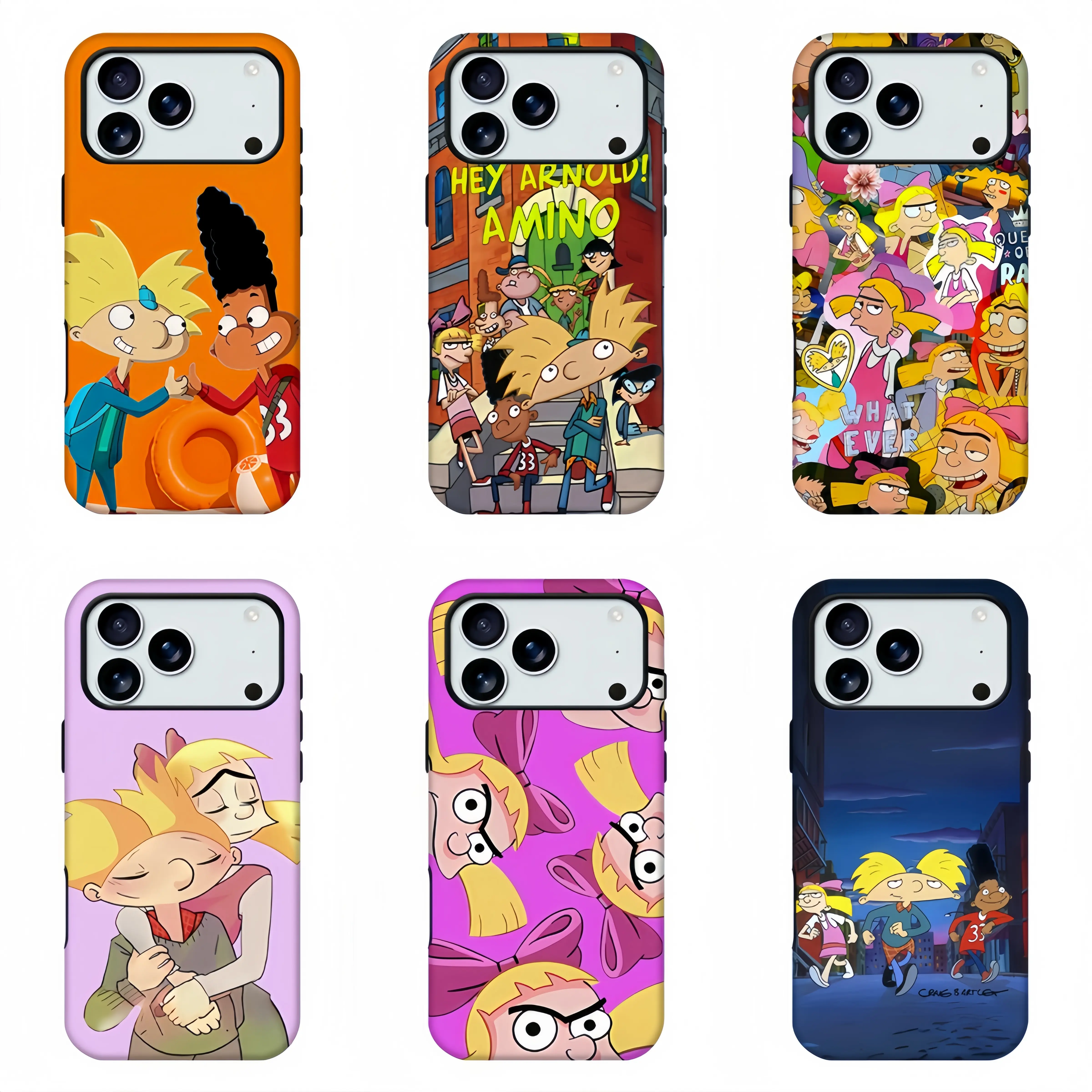 Hey Arnold Cartoon Phone Case, 90s Classic Nickelodeon Fan Merch Phone Shell, Arnold Helga Gerald Cute Cartoon Character Print Shockproof Protective Cover For iPhone 11 12 13 14 15 16 17 Pro Max and Samsung Model, Perfect Lovely Gift For Her And Him