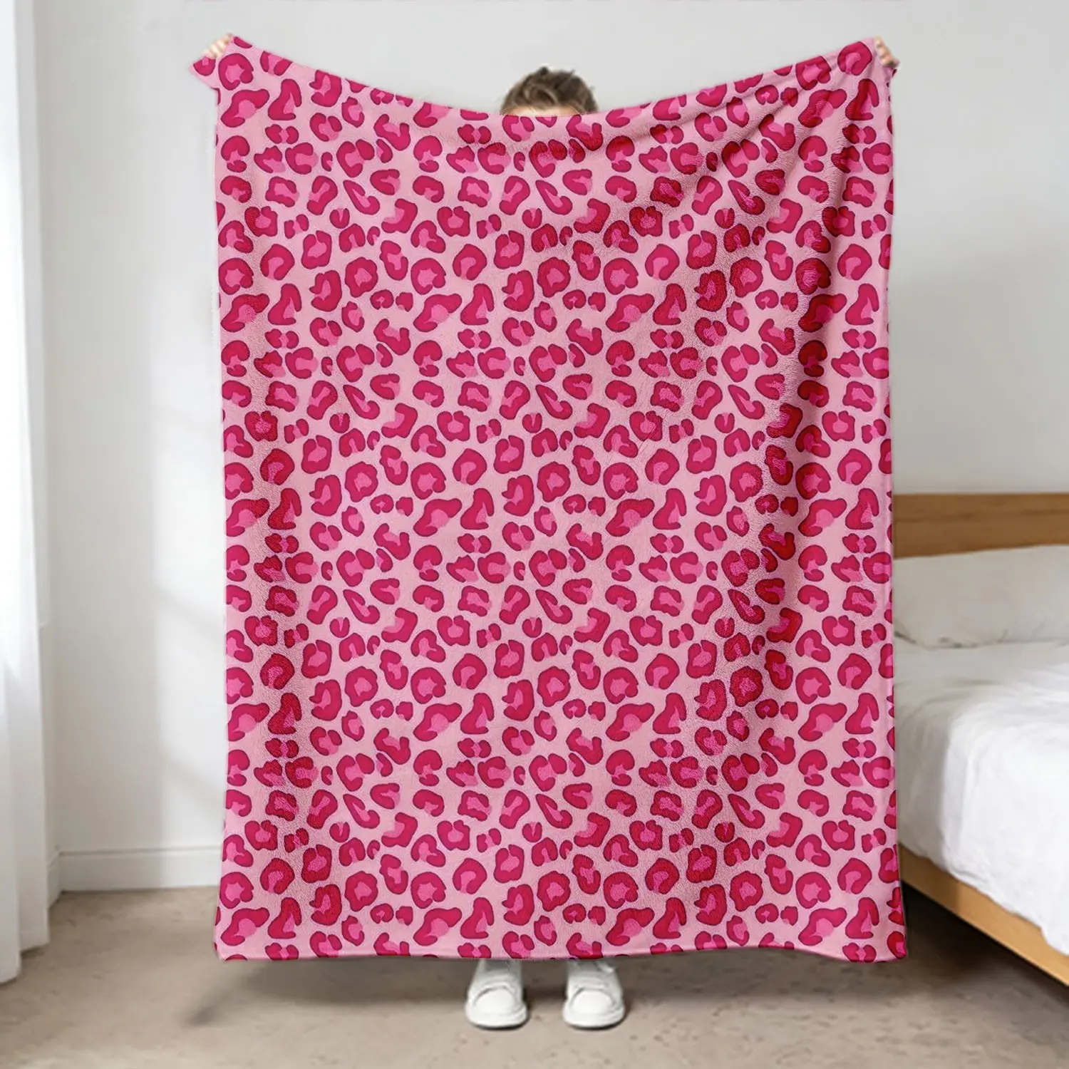 Leopard Print Flannel Blanket, Style, All-Season Warm Cover, Office Nap Shawl, Sofa Decor, Travel Foldable, Cozy Throw Blanket