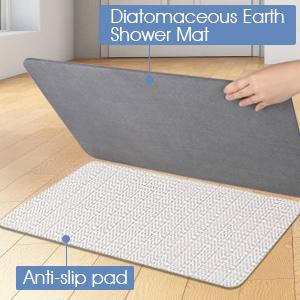 Stone Bath Mat Diatomaceous Earth Shower Mat Non-Slip Super Absorbent Diatomite Stone Bath Mats for Bathroom Floor Quick Drying Natural Easy to Clean