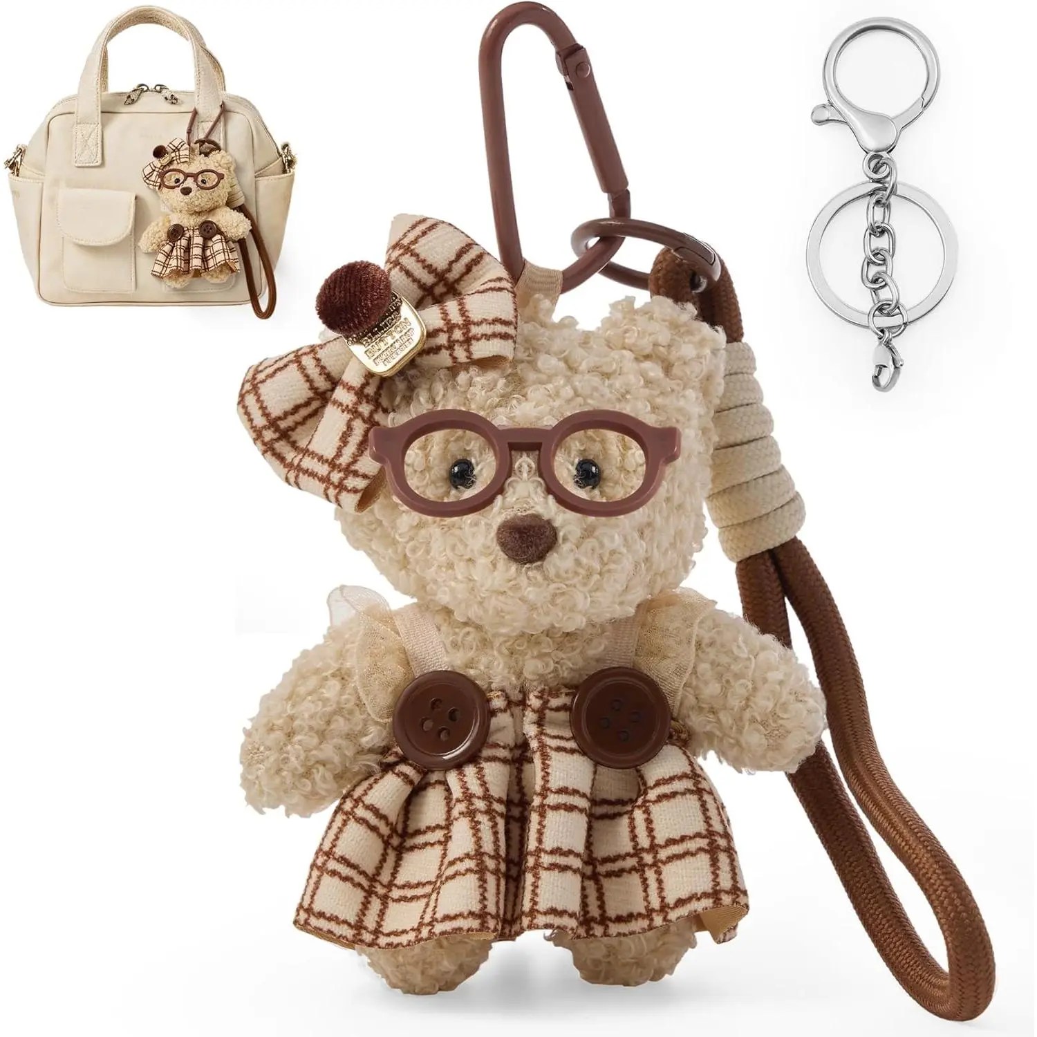 Plush Bear & Bunny Keychain & Bag Charm – Cute Bag Charm for Purse Handbag Backpack and Car Keys
