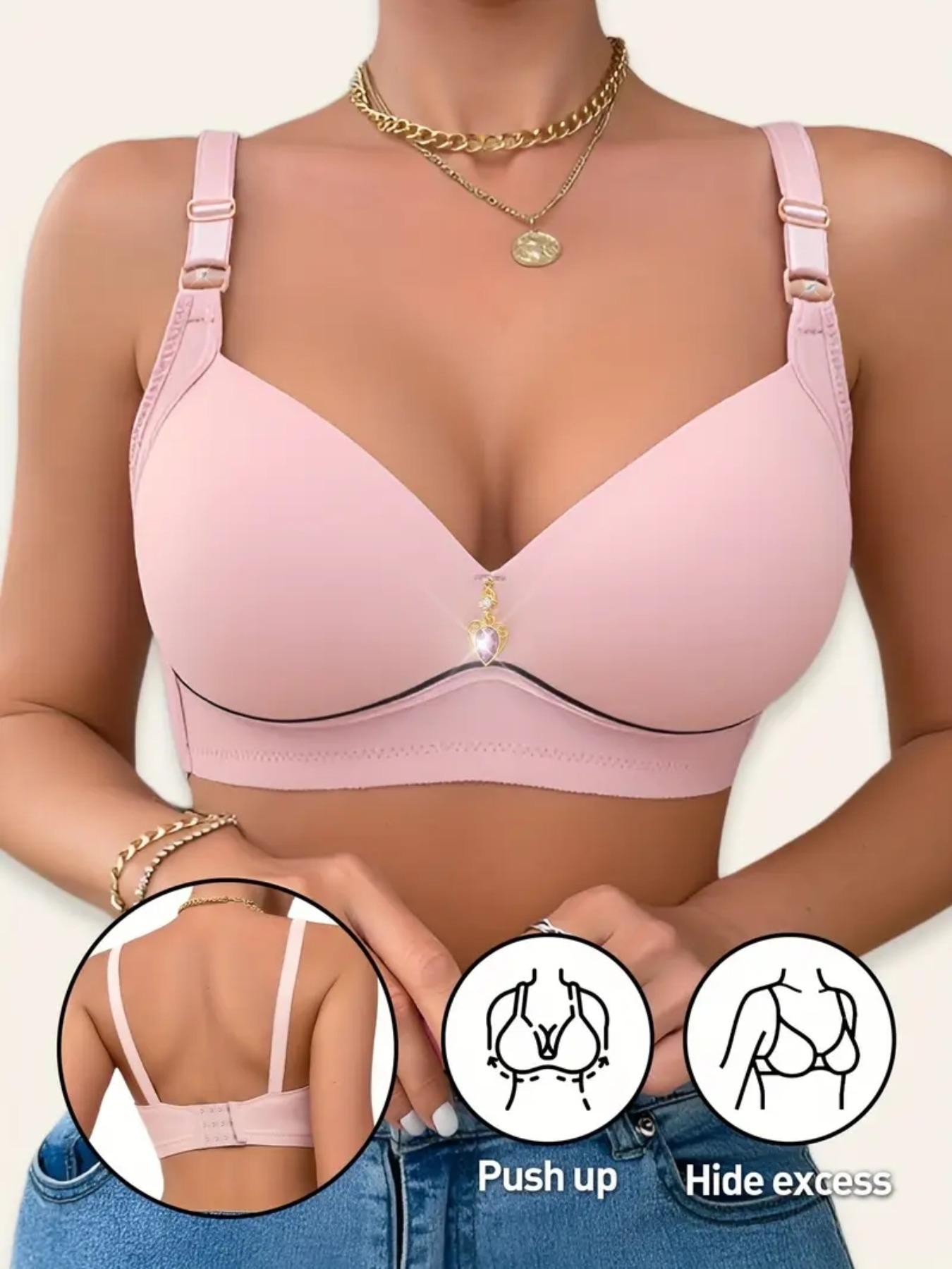 Women's Contrast Binding Push Up Bra, Soft Comfortable Breathable Wireless Bra, Women's Lingerie for All Seasons