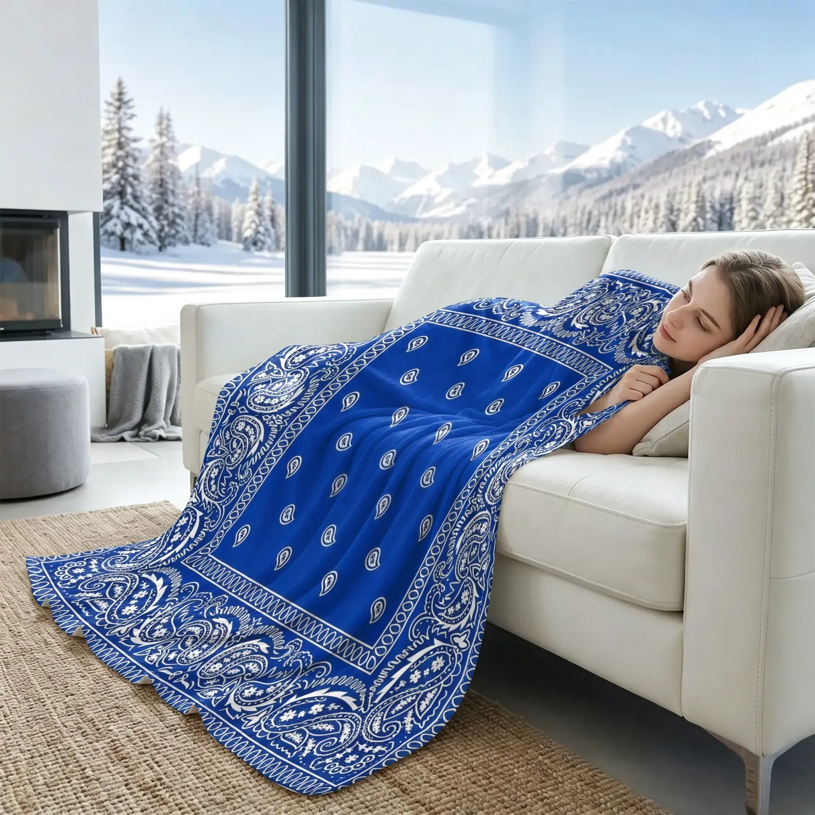 Classic Paisley Bandana Summer Blanket for Couch, Q-Max>0.3 Cooling Breathable Moisture Wicking, Unisex, 4th of July Essential