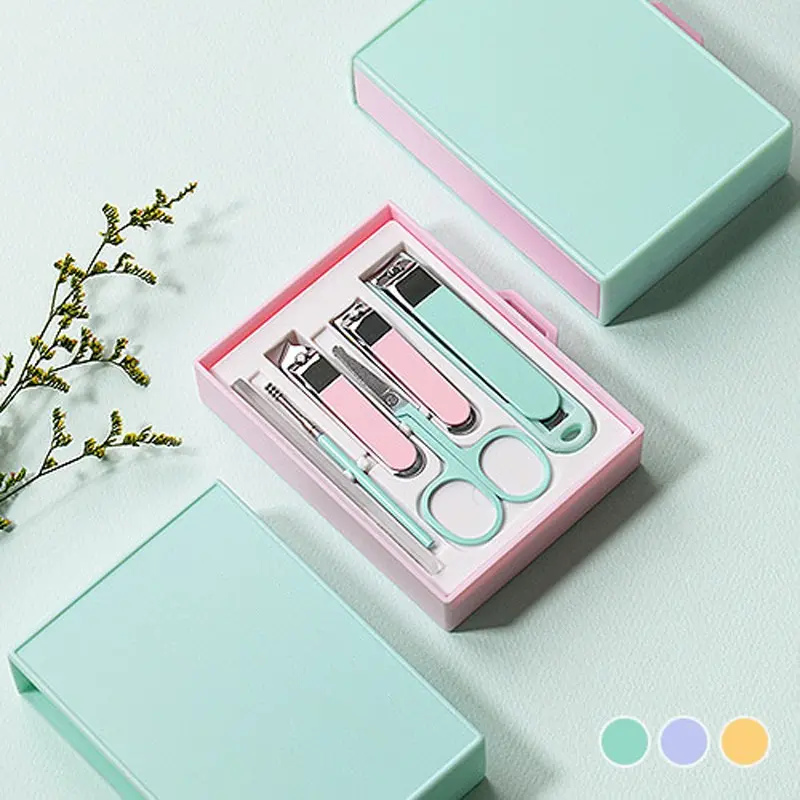 6-Piece Nail Clipper Set, Portable Pull-Down Design, Home Manicure Tools, Complete Beauty Care Kit, Essential Nail Trimmer Accessories