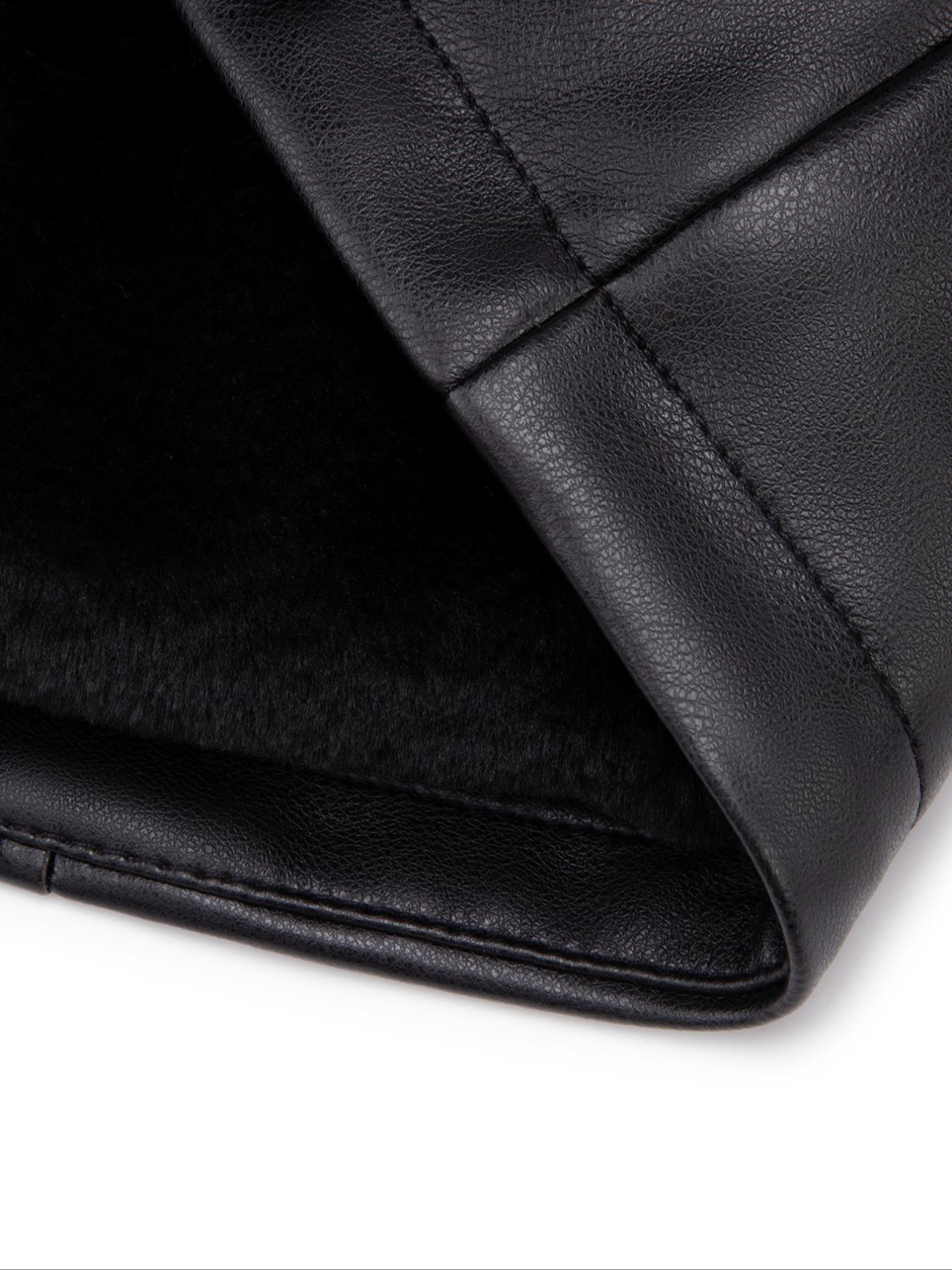 Women's Winter Faux Fur Coat with Belt, PU Patchwork Hooded Jacket, Elegant Casual Warm Waistcoat for Fall & Winter