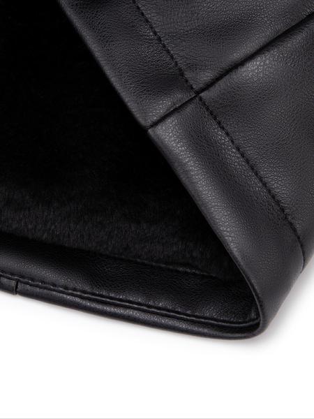 Women's Winter Faux Fur Coat with Belt, PU Patchwork Hooded Jacket, Long Sleeve Fitted Casual Warm Outerwear for Fall & Winter