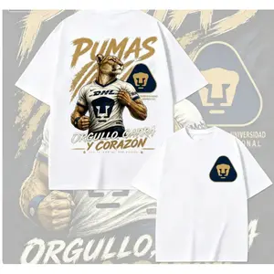 180g[100%cotton]Pumas UNAM T-Shirt, Blue Gold Panther Soccer Graphic Tee, Club Universidad Nacional Football Fan Shirt, Liga MX Apparel For Men Women