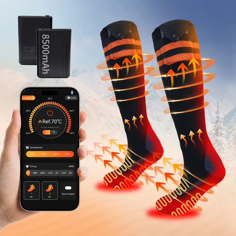 Unisex Electric Heating Socks, 8500mah Battery, APP Control, Ideal for Winter Outdoor Activities: Fishing, Hunting, Skiing, Cycling, Hiking, Camping