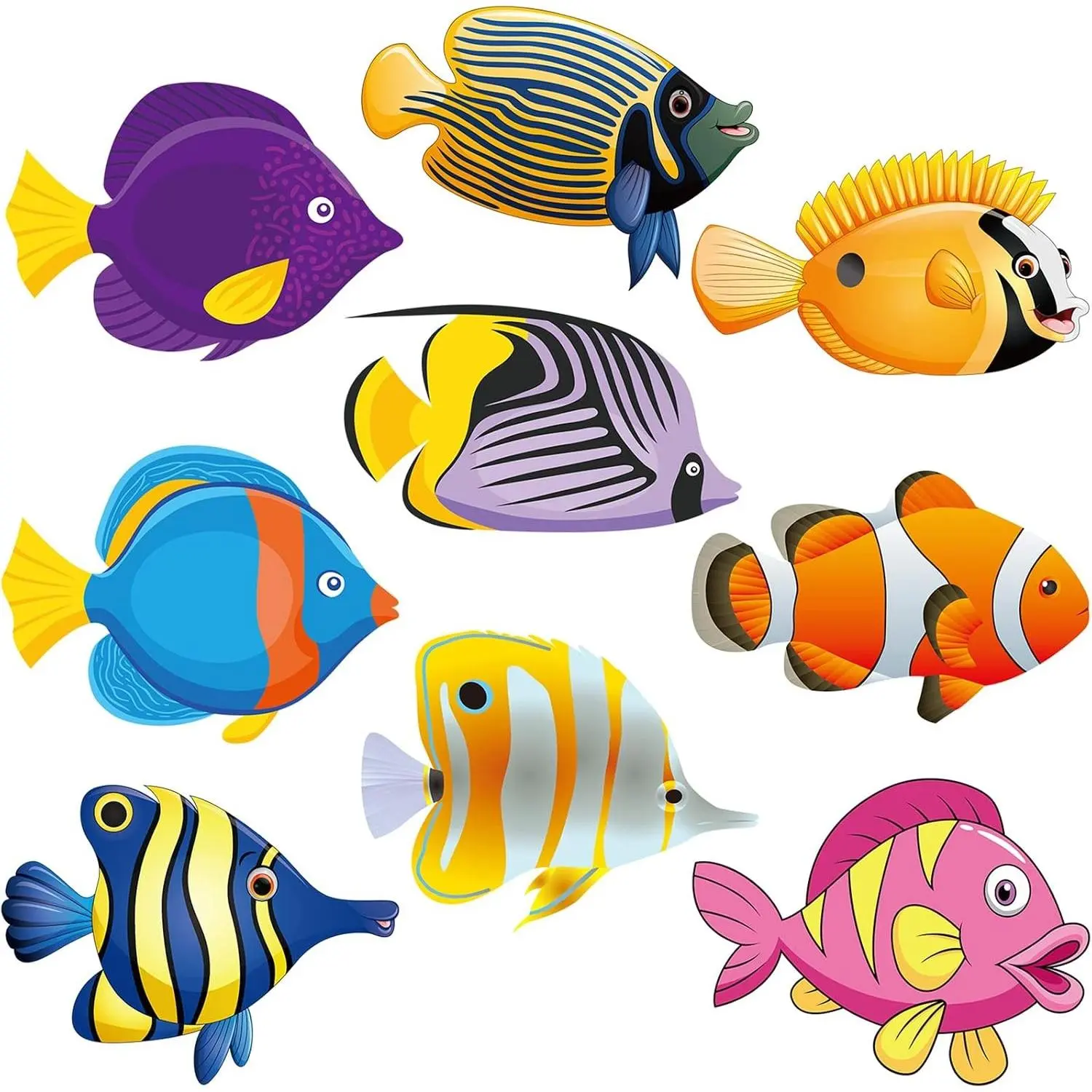 45 Pieces Fish Cutouts for Bulletin Board Paper Fish Decorations Ocean Theme Classroom Decor Tropical Cutout Accents 9 Designs Glue Point Included Under the Sea Party Supplies School Birthday