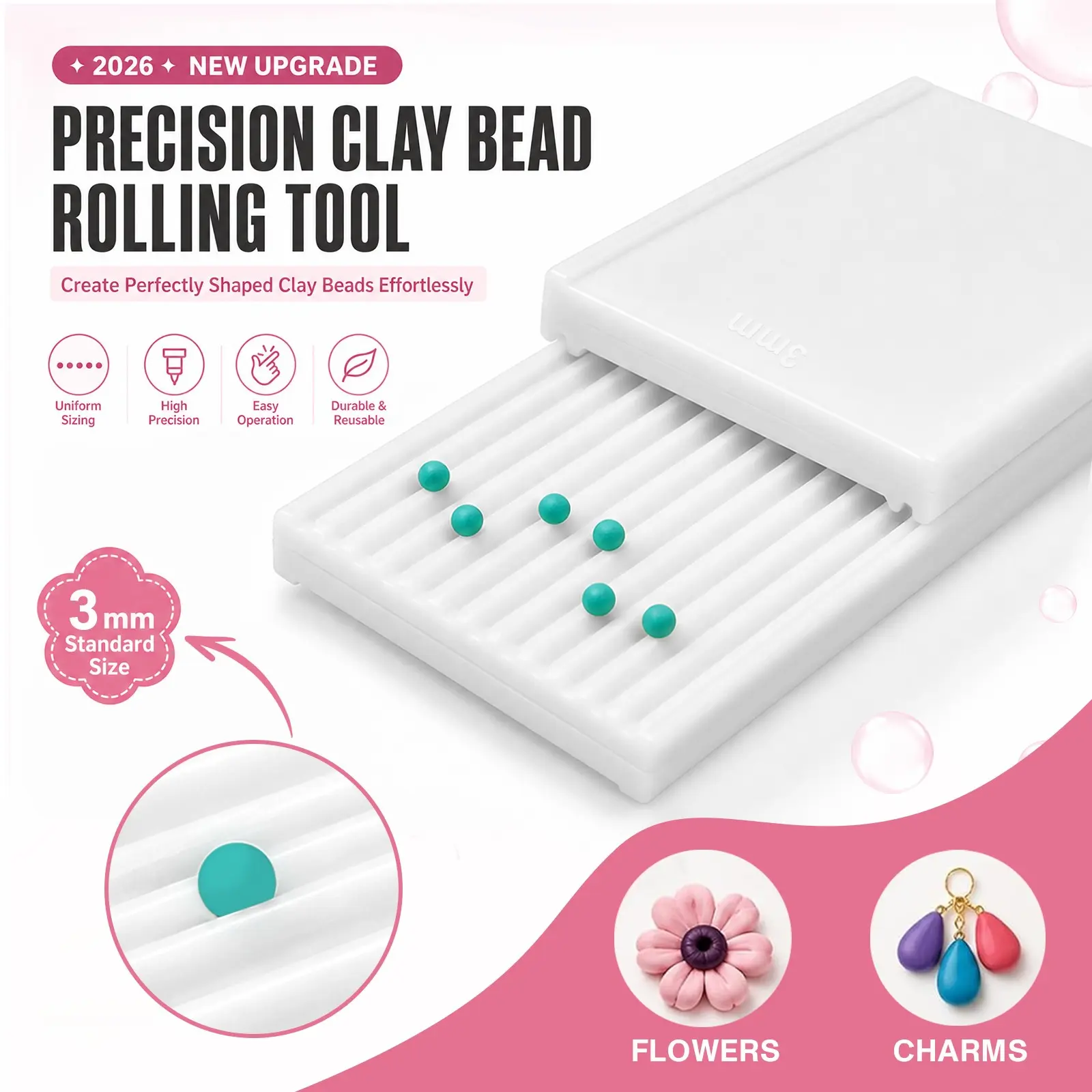 Gel Mud Spherical Roller Tools 3Mm Clay Semi-Hosting Molds Plastic Soft Pottery Round Ball Formers Nail Bead Gel Flower Shaping Tools Ear Jewelry Jewelry Handmade Auxiliary Tools