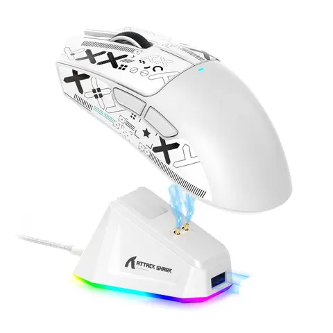 ATTACK SHARK X11 Gaming Mouse with Magnetic Charger Base, 22000 DPI Wireless/Wired Gaming Mouse with Mouse Grip Tape, Gamer Mice for Win11/Xbox/PS Gaming PC Accessories, Gaming Computer Accessory
