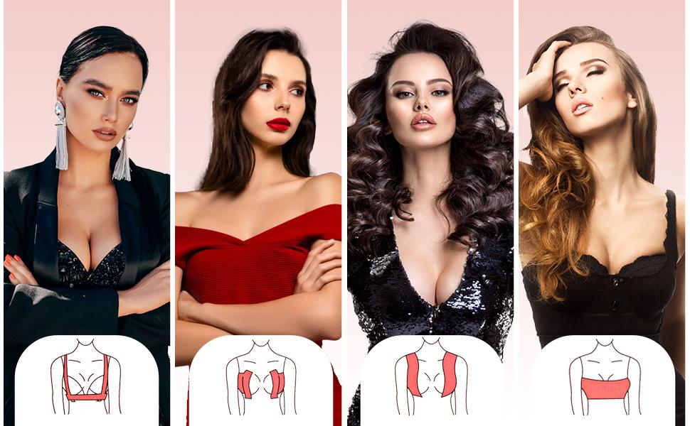 2-Piece Breast Lift Boob Tape Set with 10 Pasties, Invisible Body Bra Tape for Women