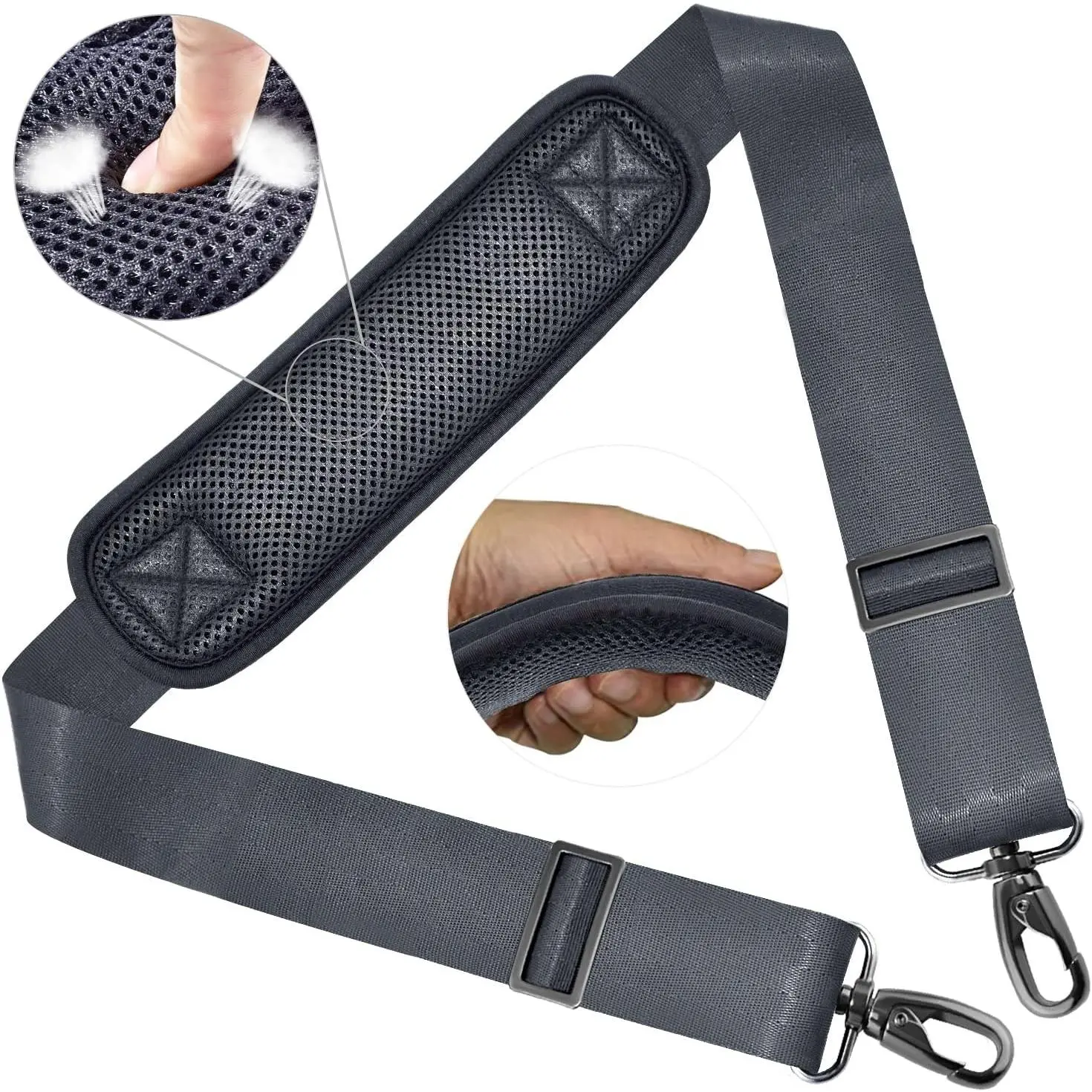 Strap 58" Ultra-Thick Fixed Padded and Adjustable Buckles Crossbody Strap for Briefcase Laptop Bag Luggage