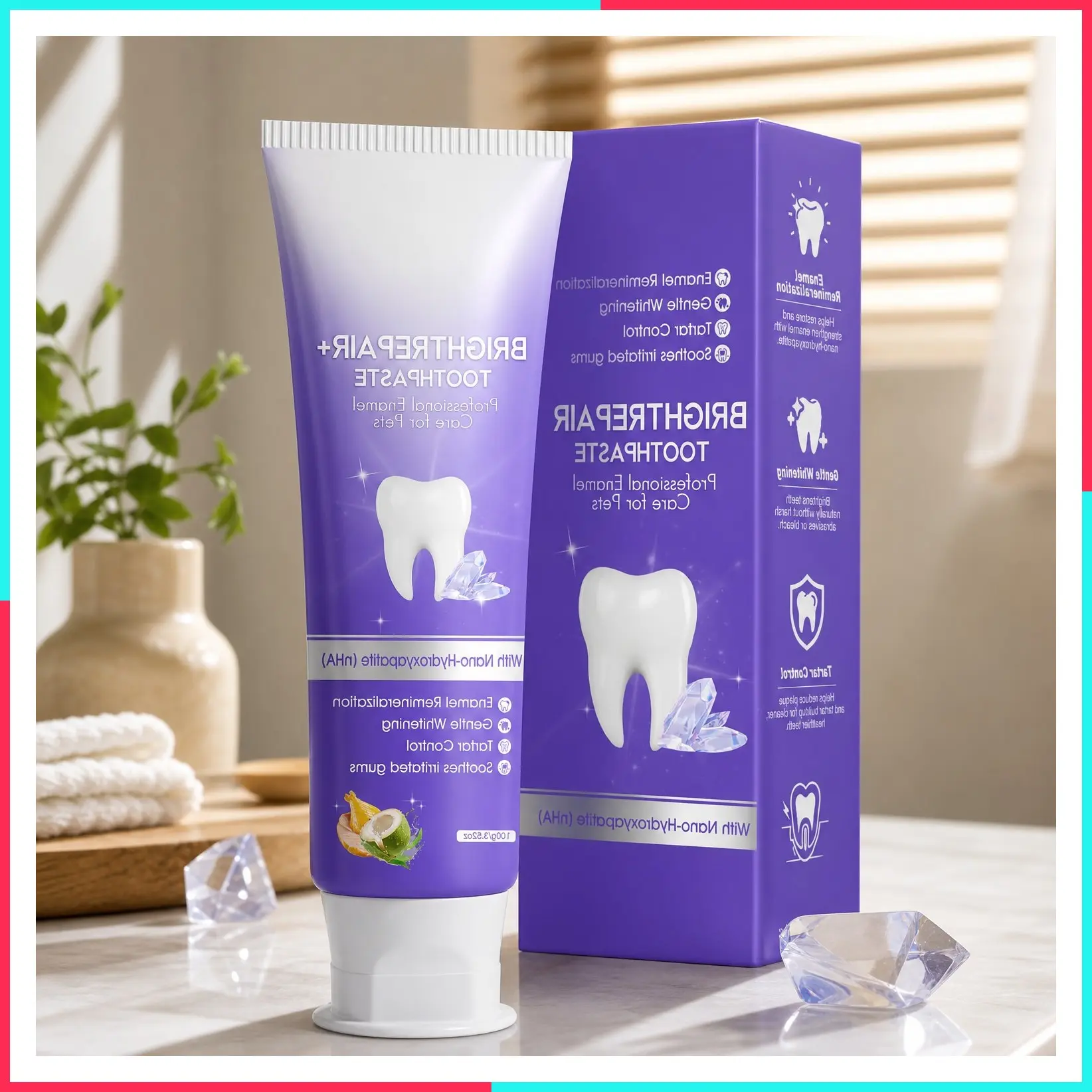 6% nHA Dual-Enzyme Pet Toothpaste for Dogs & Cats, Sensitive Teeth, 3.52oz