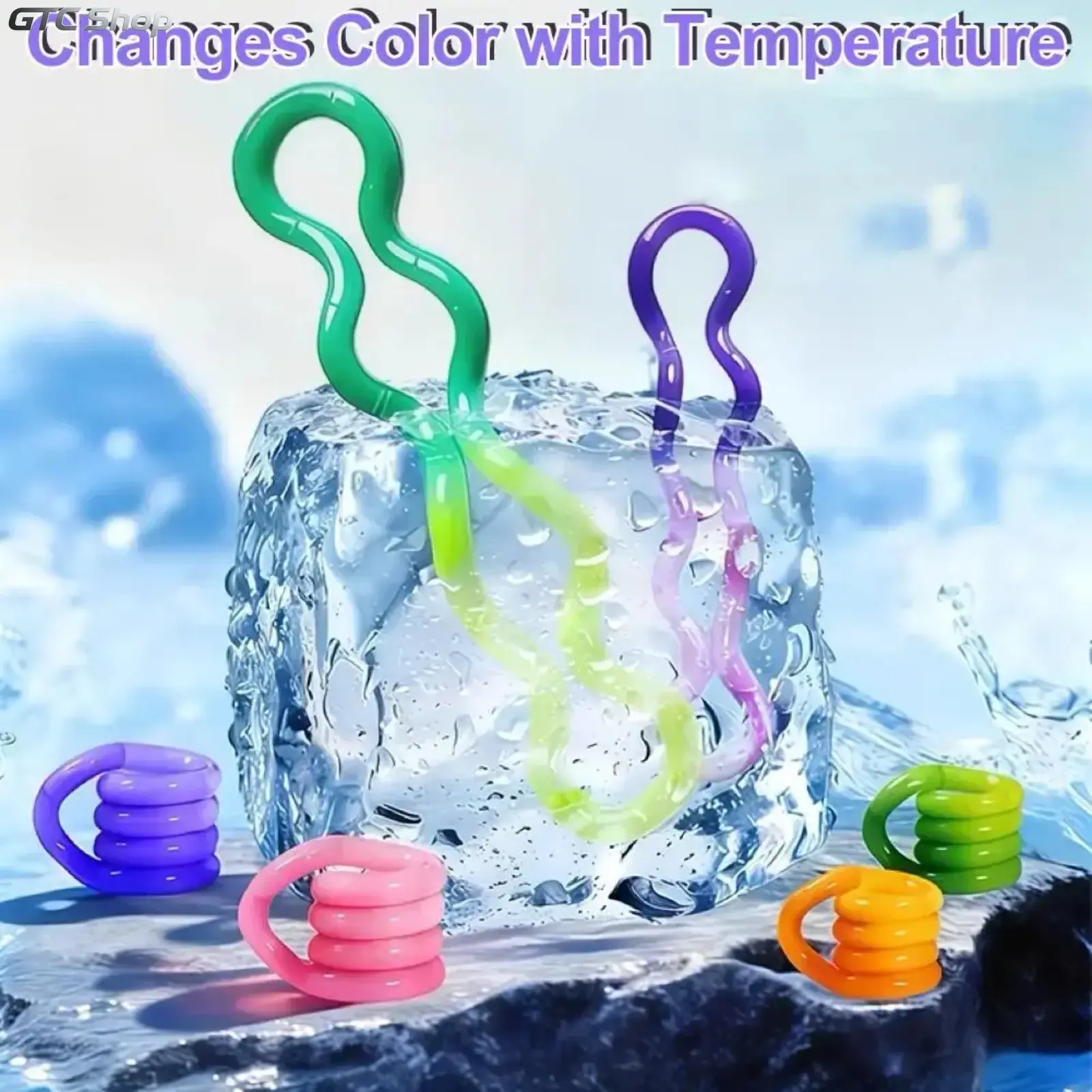 1/4Pack Color-Changing Twisty Fidget Toy, Tactile Sensory Stress Relief Spinner for Kids and Adults, Portable Handheld Fidget Accessory for Anxiety Relief, Office Classroom Travel Toy