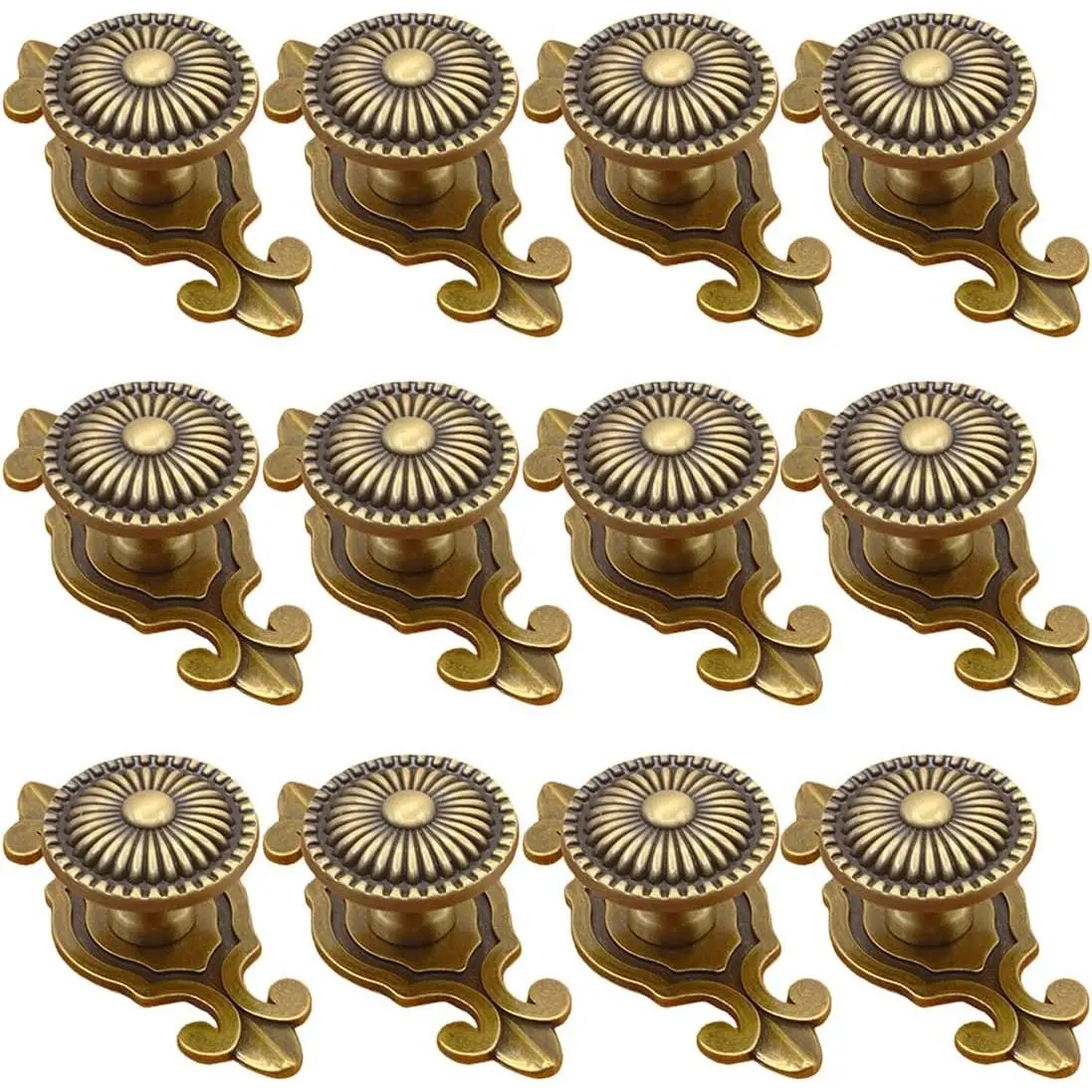 Brass Cabinet Knobs, Vintage Retro Mushroom Drawer Knobs with Backplate, Dresser Pull Handles for Kitchen/Cupboard/Wardrobe/Cabinet