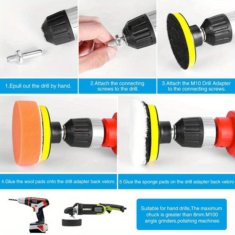 8Pcs 3/5/7 inch Car Polishing Pad Kit, Sponge and Wool Polishing Pad Set with Drill Adapter, Car Buffer Polisher Drill Buffing Kit for Polishing, Waxing, Sealing Glaze