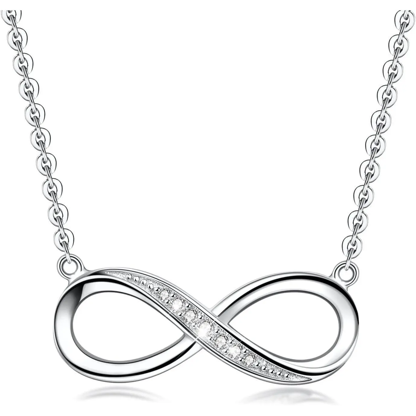 Infinity Heart Necklace for Women, 925 Sterling Silver Dainty Pendant with Zirconia, Adjustable 16 + 2 in Chain, Engagement Gift, Engagement Gift Ideas, Silver Necklaces, Heart Necklaces
