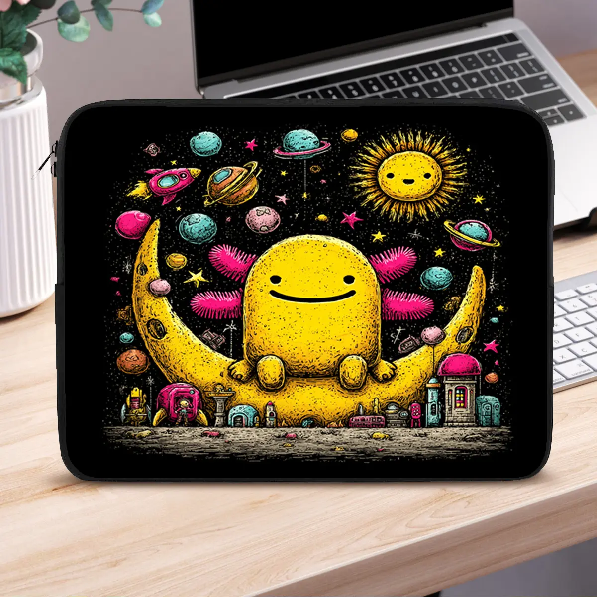 1pc Moon Alien Planet Designed Laptop Sleeve Laptop Cover, Fashionable Trendy Notebook Sleeve Laptop Bag Laptop Protector Case for 10/12/13/15/17inch Computer, Suit for Women and Men