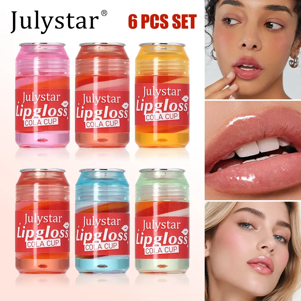Cute Coca-Cola Lip Gloss Set, 6 Colors Shiny Moisturizing Lip Oil, Easy Application Dewy Finish, Perfect Small Makeup Gift for Women