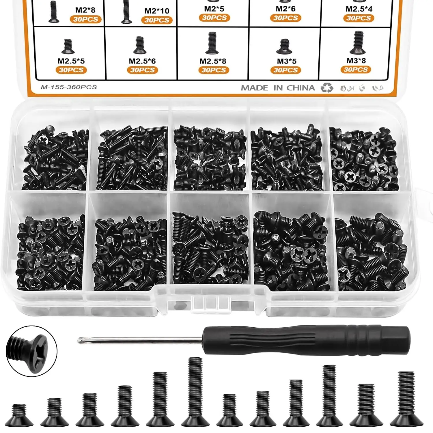 360 count Laptop Screws 12 Sizes M2 M2.5 M3    Screws Motherboard Screw with  for Laptop PC Repair & DIY