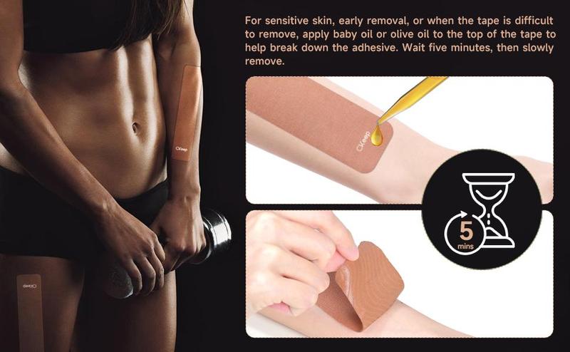 CKeep Precut Kinesiology Tape, 2 Rolls, 40 Strips, Original Cotton, Latex-Free tape for Knee Pain, Injuries & Sprains