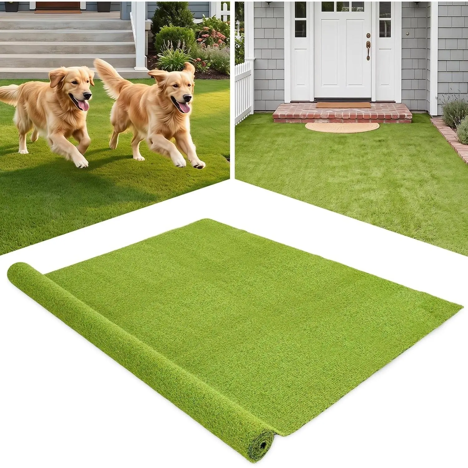 15 FT x 7 FT Artificial Grass Turf, Realistic Indoor Outdoor Garden Lawn Landscape Grass Turf with 0.75" Pile Height & Drainage Holes, Fake Faux Grass Dog Potty Pad for Patio, Lawn, Courtyard