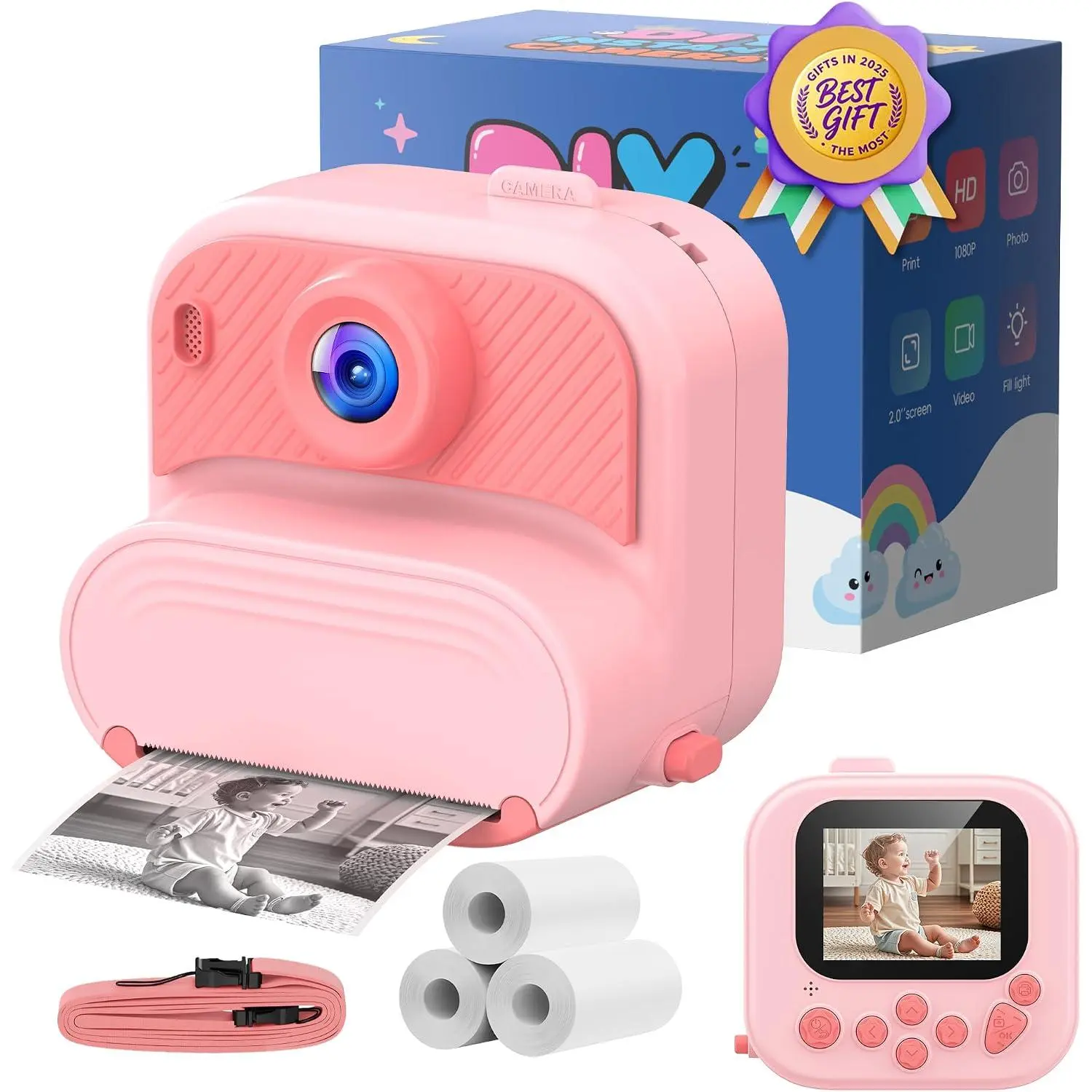Camera  Print: 1080P  Digital Camera for  - Girls for  3-12 -  Cameras Toys  for 4 5 6 7 8 9 10 11  - Cool Presents Ideals for Birthday