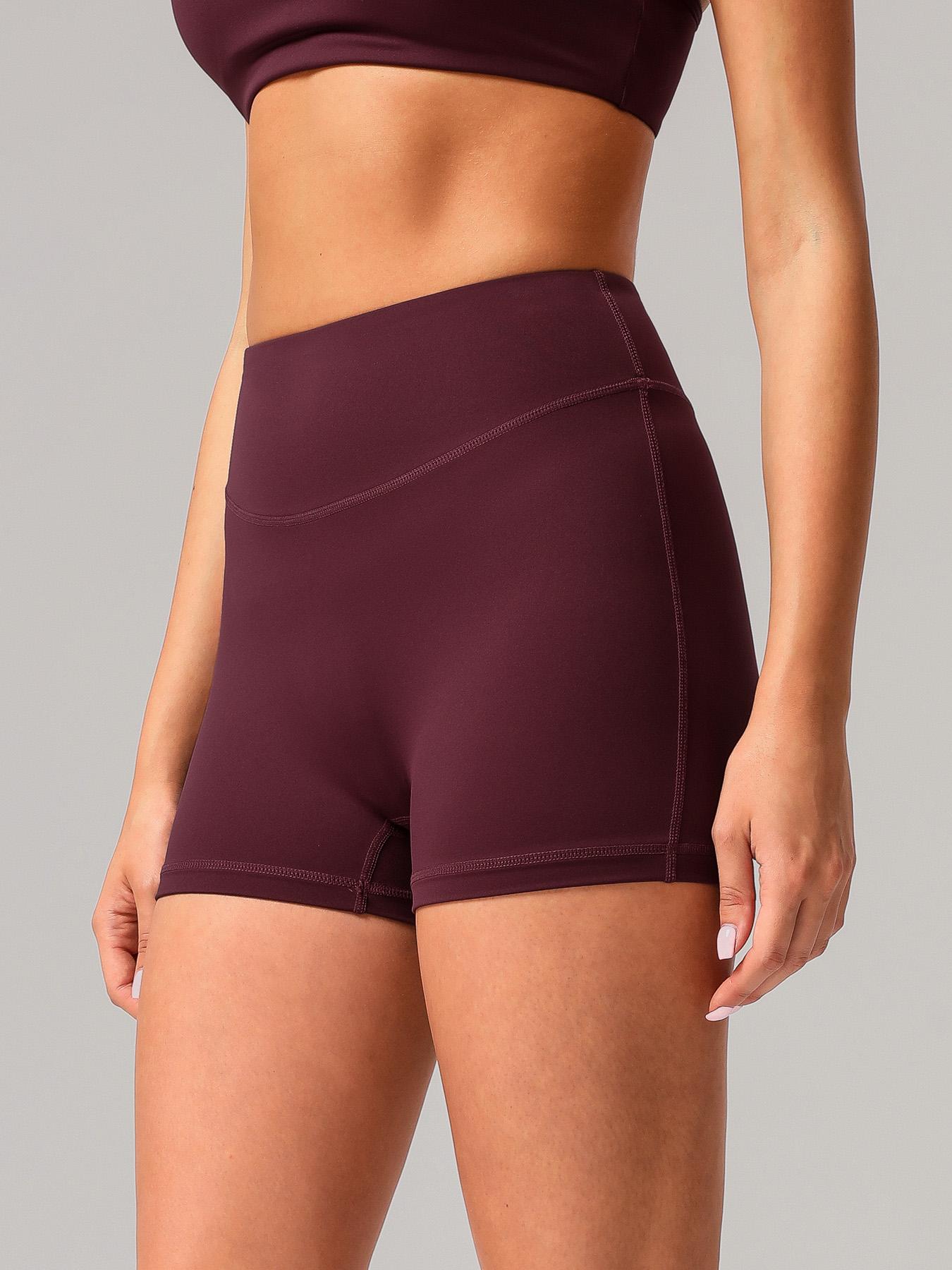 Sodalemon Women's Solid High Waist Gym Shorts, Casual Comfy Breathable Skinny Shorts for Yoga Gym Workout Running, Ladies Sportswear for All Seasons