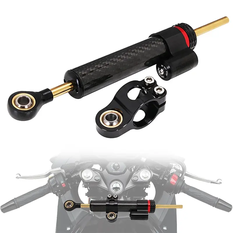 Motorcycle Steering Damper Carbon Fiber 10" Universal Steering Stabilizer for Most Motorcycles Street Bike Sport Bike Road Racing Bike