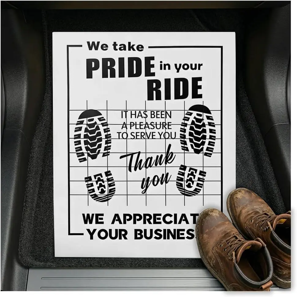 50 count 16 x 20  Paper Floor Mat, Disposable  Paper  Floor Foot Pad Protector with Footprint,  Auto Interior Detailing Foot Protection Mat,  Fit