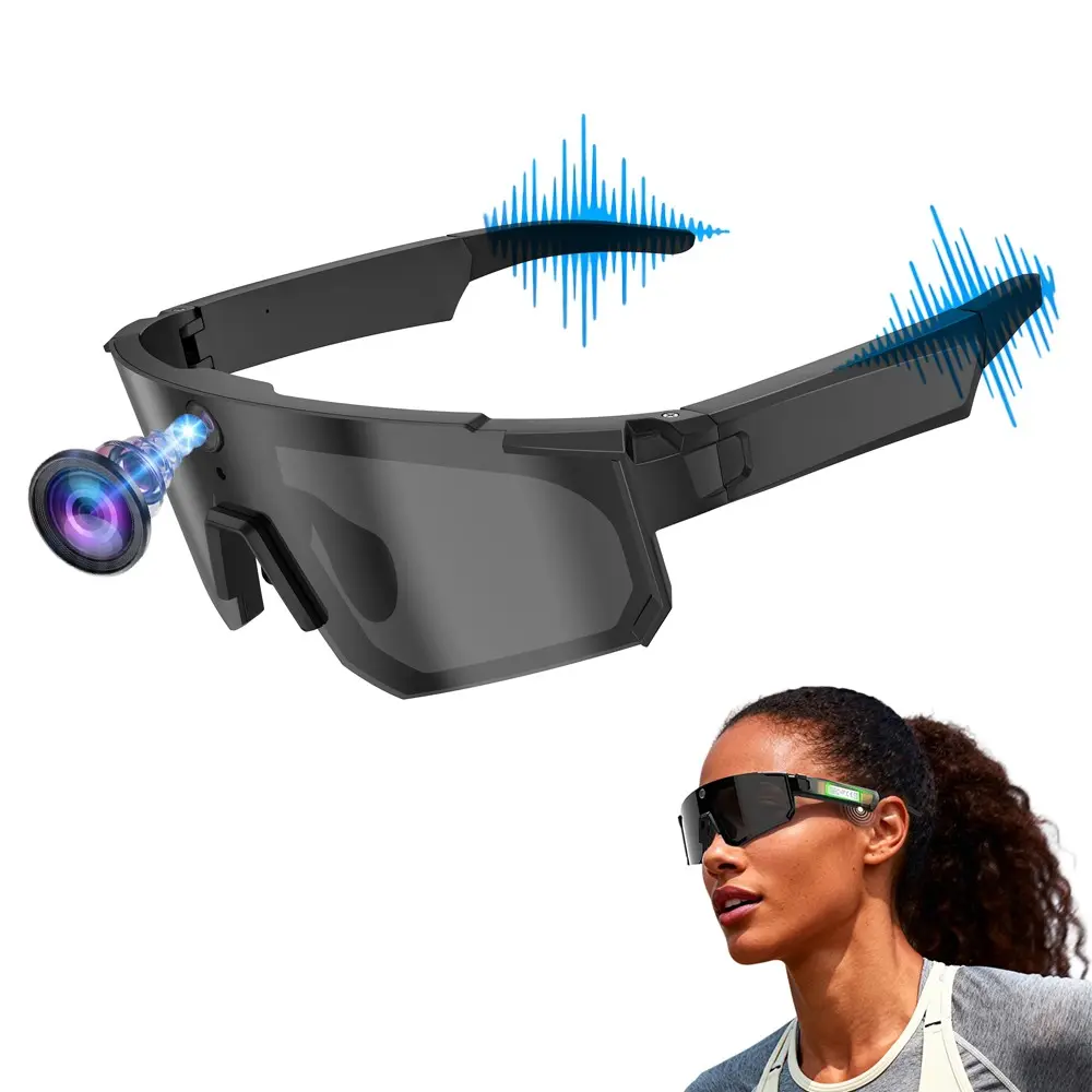 Bluetooth Sport Smart Glasses,8MP Anti-Shake Camera, First Person Photo and Video Shooting ,One Click Recording, 290Mah Battery ,AI Real Time Translation,Music Playback, Bluetooth Calling