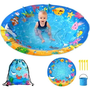 4.9 X 4.9 Feet Baby Beach Pool, Waterproof Beach Pool Blanket for Toddler, 2 in 1 Toddler Paddling Pool with Carrying Bag, Collapsible Beach Puddle Mat for Boys Girls Kids Infant Outdoor Beach Toysfidget toys