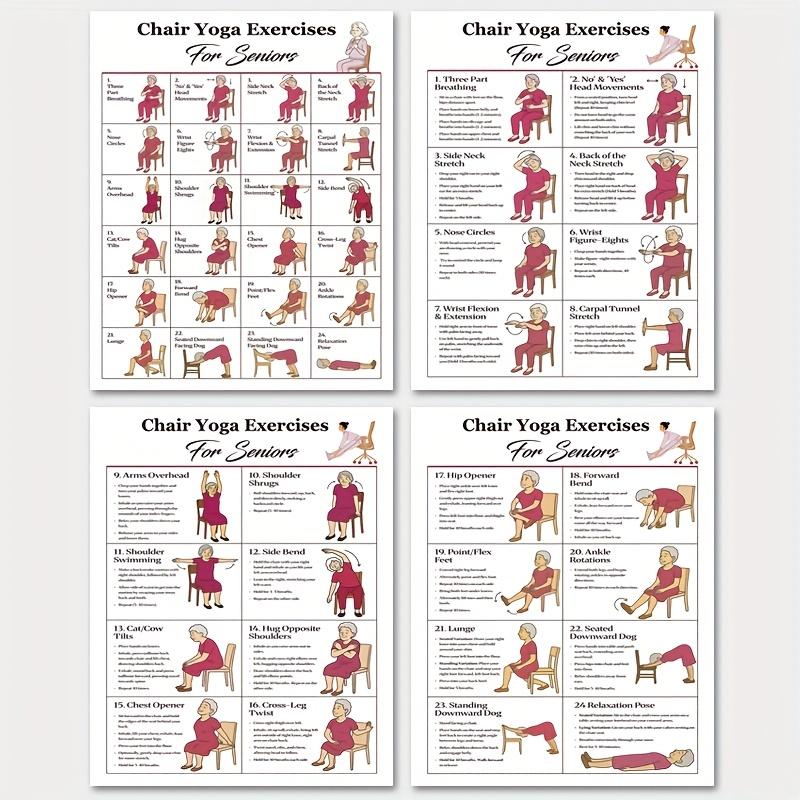 4-Piece Chair Yoga Set for Seniors, Beginner-Friendly, Ideal for Home & Office Use, Includes Detailed Exercise Instructions