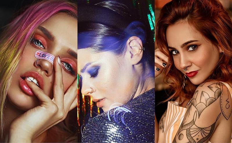 FASACCO 5 Count 20G 18G 16G Nose Rings Hoop Set Double Triple 316L Surgical Steel Nose Hoop Helix Septum Piercing Cartilage Hoop for Women Trendy