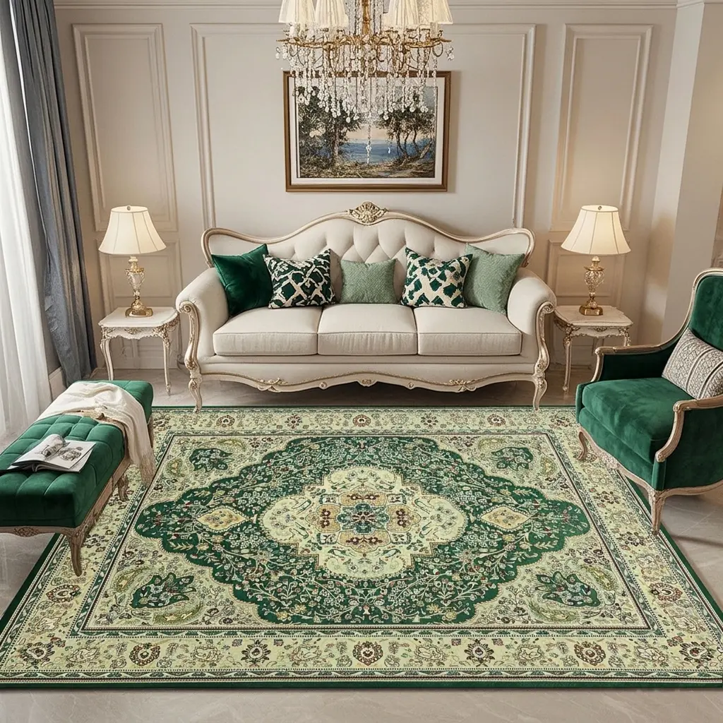 Vintage Persian-Style Luxurious Area Rug, 200cm×300cm/6.56'×9.84' Elaborate Medallion Print Non-Slip Washable Carpet for Indoor Living Spaces